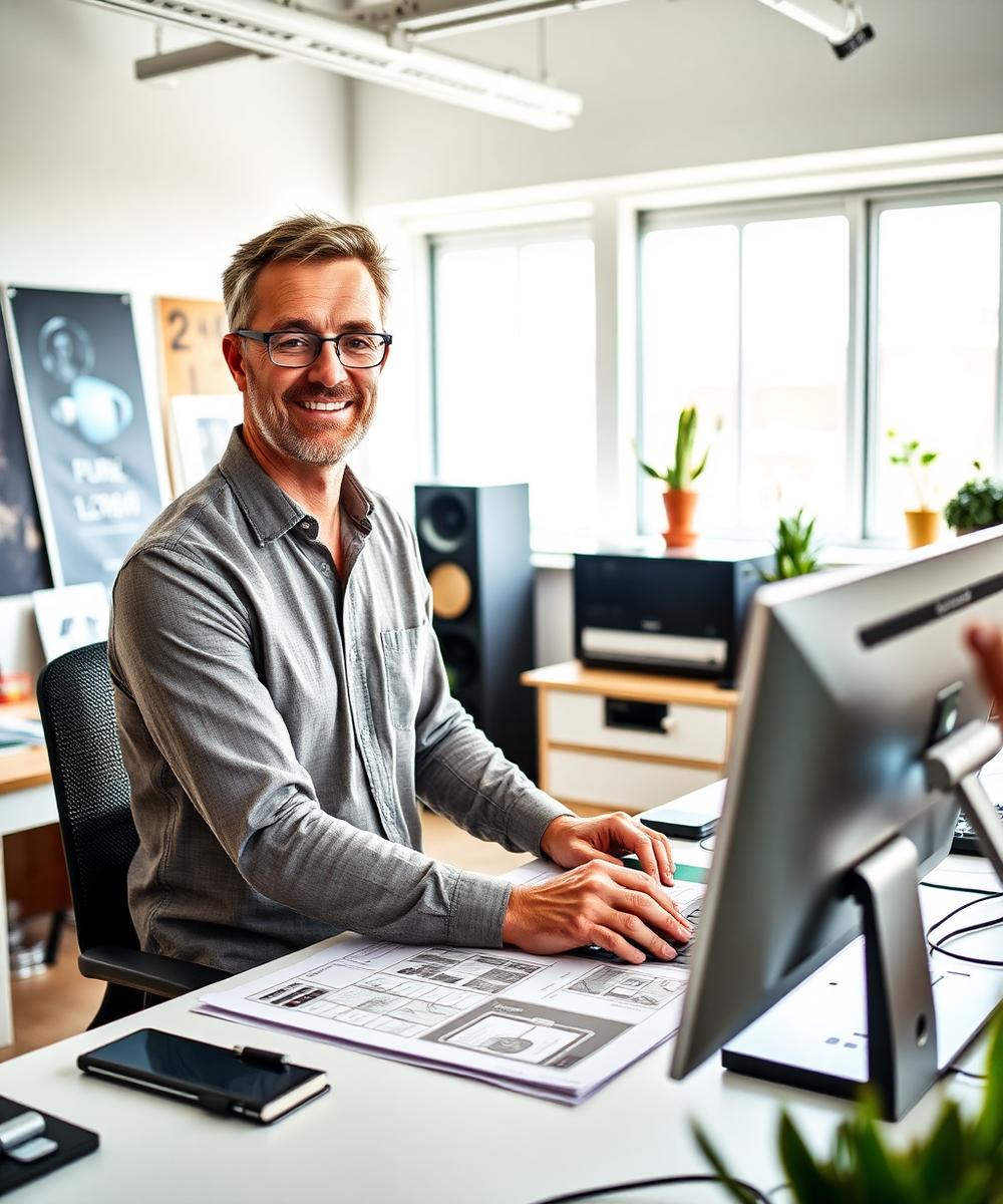 Derick Meyers in his design studio
